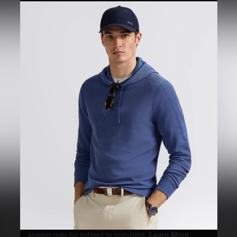 Polo Ralph Lauren Men's Hooded Henley Shirt Blue Medium